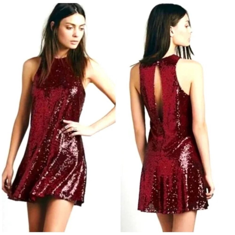 Elegant Sequin Red Dress